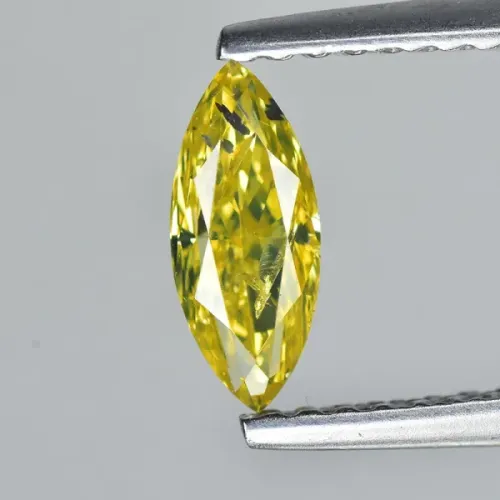 Natural Fancy Greenish-Yellow diamond - 0.51ct Marquise Cut